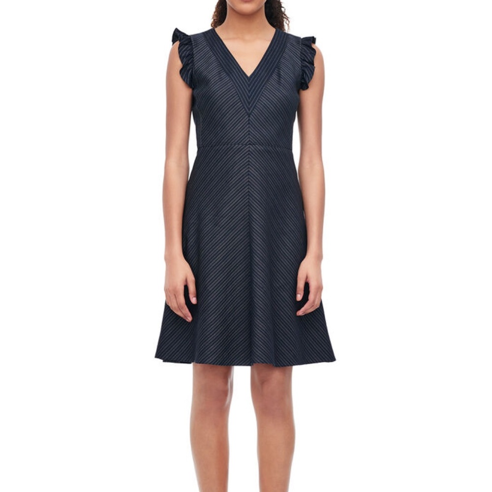 BNWT Rebecca Taylor Striped Suit V-Neck Dress